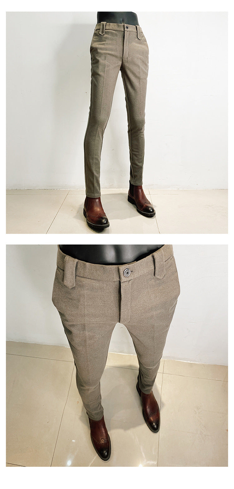 Youth Business Fashion Solid Color Simple Pencil Pants Suit Pants