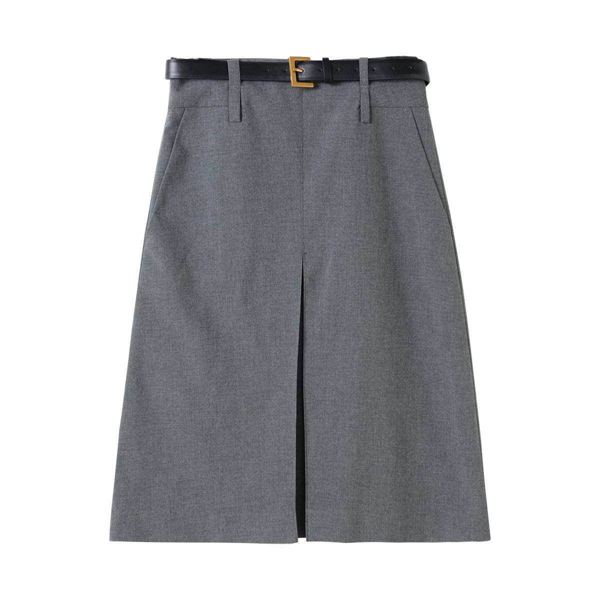 Women's Skirt Gray Worsted Pleated Suit A- Line Skirt Business Wear