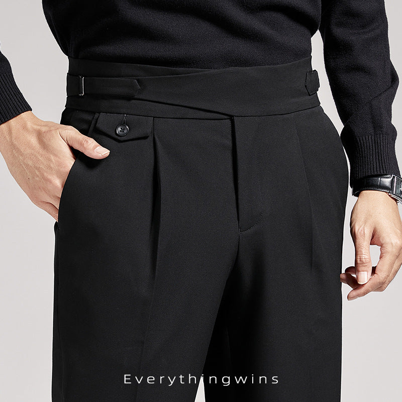 Men's Fashion Casual High Waist Slim Fit Suit Pants