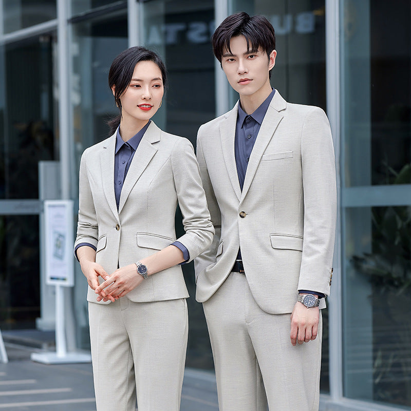 Grain Micro-elastic Workplace Random Combination Business Office Meeting Men's And Women's Same Suit